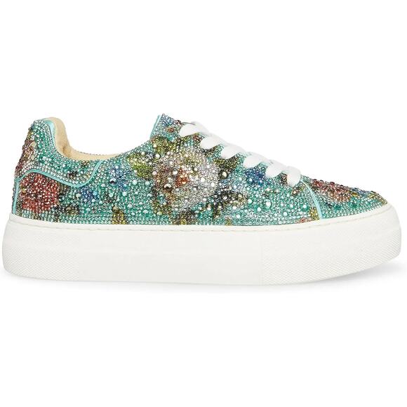 Betsey Johnson Sidny Floral Rhinestone Platform Sneakers Women’s 11 Bling - Picture 5 of 16